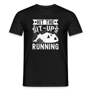 Gym Junkies Hit The Sit-Ups Running Calisthenics - Men's T-Shirt - black - Front - AI Model Male 178 light (178cm)