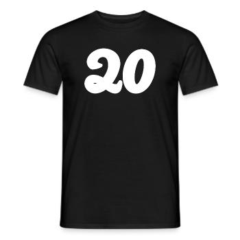 20. 20th ANNIVERSARY. 20 YEARS ANNIVERSARY. 20 YEARS. - Men's T-Shirt - black - Front - AI Model Male 178 light (178cm)