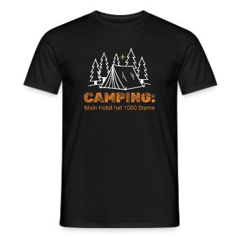 Camping 1000 Sterne Hotel - Minimalistisches Campe - Männer T-Shirt - Schwarz - Vorne - AI Model Male 178 light (178cm)
