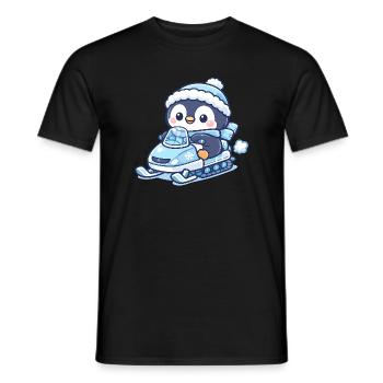 Penguin Snow Sled Magic - Men's T-Shirt - black - Front - AI Model Male 178 light (178cm)