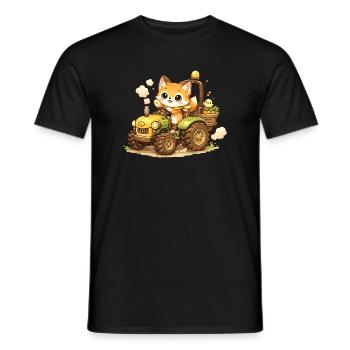 Renard sur le tracteur - T-shirt homme - noir - Devant - AI Model Male 178 light (178cm)