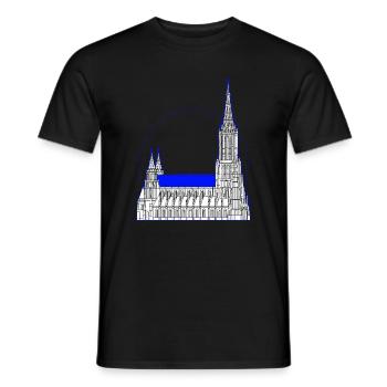 Ulm Motiv 4 Münster Line Art – Minimal Skyline - Männer T-Shirt - Schwarz - Vorne - AI Model Male 178 light (178cm)