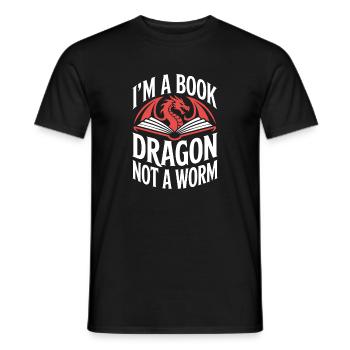 Drachen Buchwurm Geschenk Bücher Lesen Fantasy - Männer T-Shirt - Schwarz - Vorne - AI Model Male 178 light (178cm)