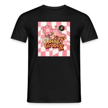 Rosa Retro-Rollschuhe - Männer T-Shirt - Schwarz - Vorne - AI Model Male 178 light (178cm)
