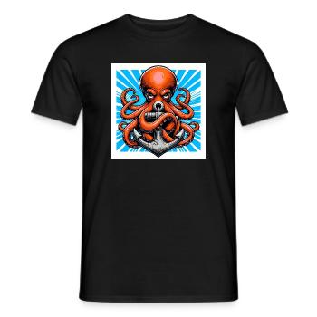 Un Poulpe embrasse une Ancre - T-shirt homme - noir - Devant - AI Model Male 178 light (178cm)