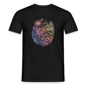 Palmier coloré de Majorque 2026 - T-shirt homme - noir - Devant - AI Model Male 178 light (178cm)