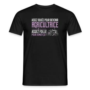 Assez folle pour aimer ça agricultrice humour - T-shirt homme - noir - Devant - AI Model Male 178 light (178cm)