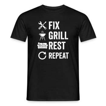Fix Grill Rest Repeat Shirt Grilling Artisan - Men's T-Shirt - black - Front - AI Model Male 178 light (178cm)