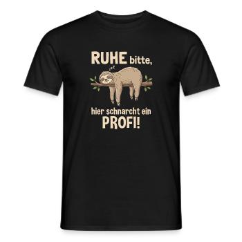 Faultier Schnarchen Shirt Lustig Schlafen Humor - Männer T-Shirt - Schwarz - Vorne - AI Model Male 178 light (178cm)