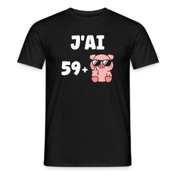60 years - Men's T-Shirt - black - Front - AI Model Male 178 light (178cm)