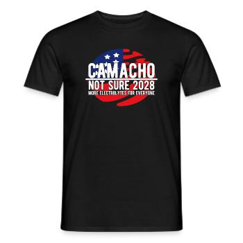 Camacho 2028 Emblem Parody Funny Not Sure - Men's T-Shirt - black - Front - AI Model Male 178 light (178cm)