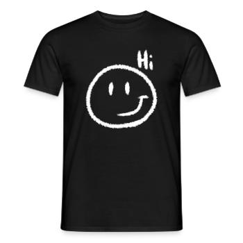 Hi Smile & Text | Kreide-Look - Männer T-Shirt - Schwarz - Vorne - AI Model Male 178 light (178cm)