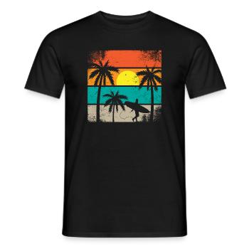 Sunset Surf Palm  - Men's T-Shirt - black - Front - AI Model Male 178 light (178cm)