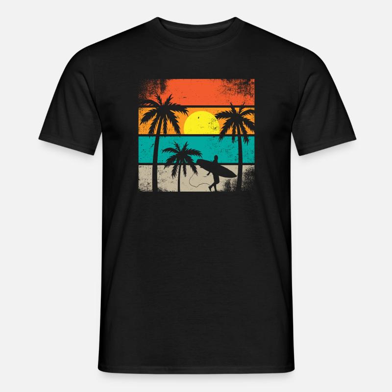 Sunset Surf Palm - Männer T-Shirt - Schwarz
