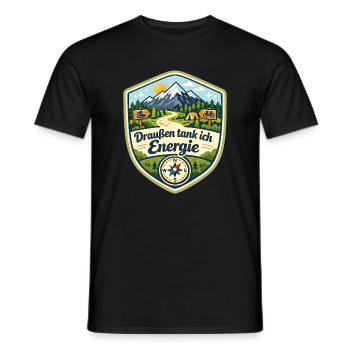 Draußen tank ich Energie - Männer T-Shirt - Schwarz - Vorne - AI Model Male 178 light (178cm)