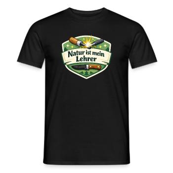 Natur ist mein Lehrer – Waldbadge - Männer T-Shirt - Schwarz - Vorne - AI Model Male 178 light (178cm)