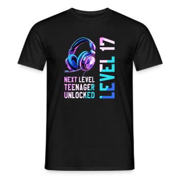 17. Geburtstag Junge Mädchen Teenager Level 17 - Männer T-Shirt - Schwarz - Vorne - AI Model Male 178 light (178cm)