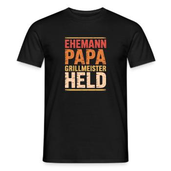 Ehemann Papa Grillmeister Held - Männer T-Shirt - Schwarz - Vorne - AI Model Male 178 light (178cm)