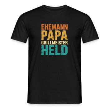 Mari Papa Grill Maître Héros Père Retro BBQ - T-shirt homme - noir - Devant - AI Model Male 178 light (178cm)