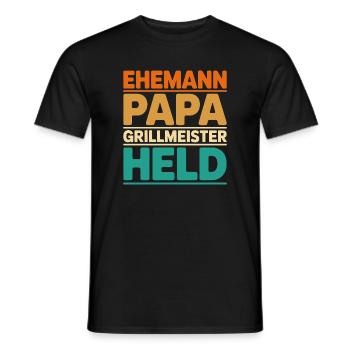 Ehemann Papa Grillmeister Held - Männer T-Shirt - Schwarz - Vorne - AI Model Male 178 light (178cm)