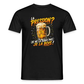 La pression je ne la subis pas je la bois - bière - T-shirt homme - noir - Devant - AI Model Male 178 light (178cm)