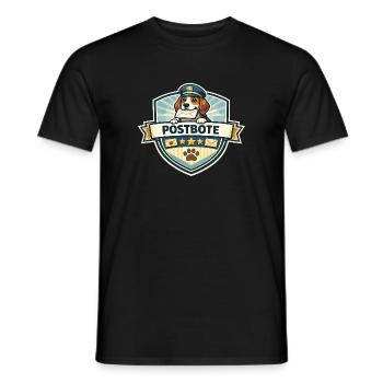 Postbote Hund Badge Motiv - Männer T-Shirt - Schwarz - Vorne - AI Model Male 178 light (178cm)