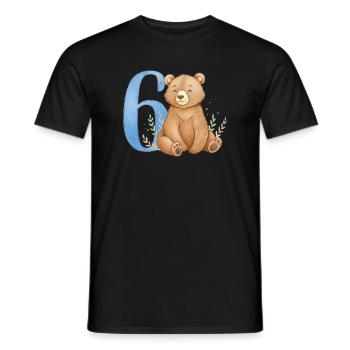 Aquarell Bär mit Zahl 6 - Männer T-Shirt - Schwarz - Vorne - AI Model Male 178 light (178cm)