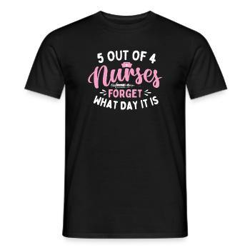 5 von 4 Krankenschwestern vergessen welchen Tag Humor - Männer T-Shirt - Schwarz - Vorne - AI Model Male 178 light (178cm)
