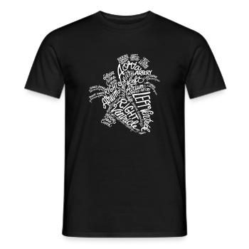 Typographie du mot sur feuilles - T-shirt homme - noir - Devant - AI Model Male 178 light (178cm)