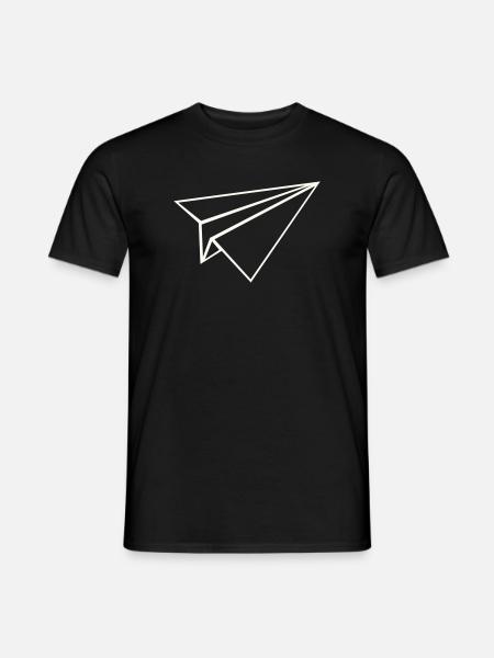 Papierflugzeug Linienkunst - Männer T-Shirt - Schwarz
