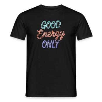 Good Energy Only Graphic in Retro Neon Style - Men's T-Shirt - black - Front - AI Model Male 178 light (178cm)