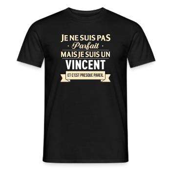 Je Ne Suis Pas Parfait Mais Je Suis Un Vincent ... - T-shirt homme - noir - Devant - AI Model Male 178 light (178cm)