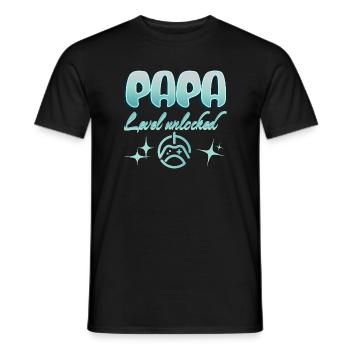 Papa Gamer Level unlocked - Men's T-Shirt - black - Front - AI Model Male 178 light (178cm)