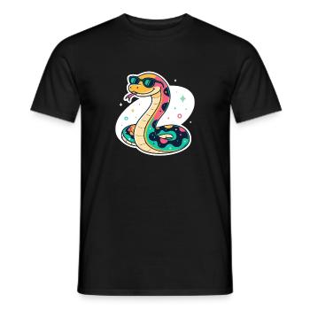 Bunte Schlange mit Sonnenbrille - Männer T-Shirt - Schwarz - Vorne - AI Model Male 178 light (178cm)