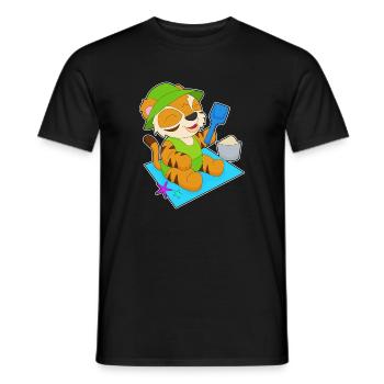 Tiger Strand Sand Sommer - Männer T-Shirt - Schwarz - Vorne - AI Model Male 178 light (178cm)