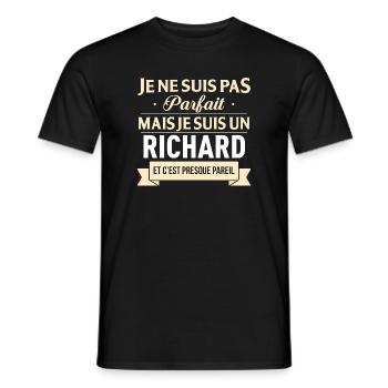 Je Ne Suis Pas Parfait Mais Je Suis Un Richard ... - T-shirt homme - noir - Devant - AI Model Male 178 light (178cm)