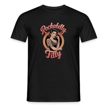 Rockabilly Filly - Art rétro Pin-up avec style - T-shirt homme - noir - Devant - AI Model Male 178 light (178cm)