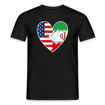 USA Iran Colombe de l’amour de la paix - T-shirt homme - noir - Devant - AI Model Male 178 light (178cm)