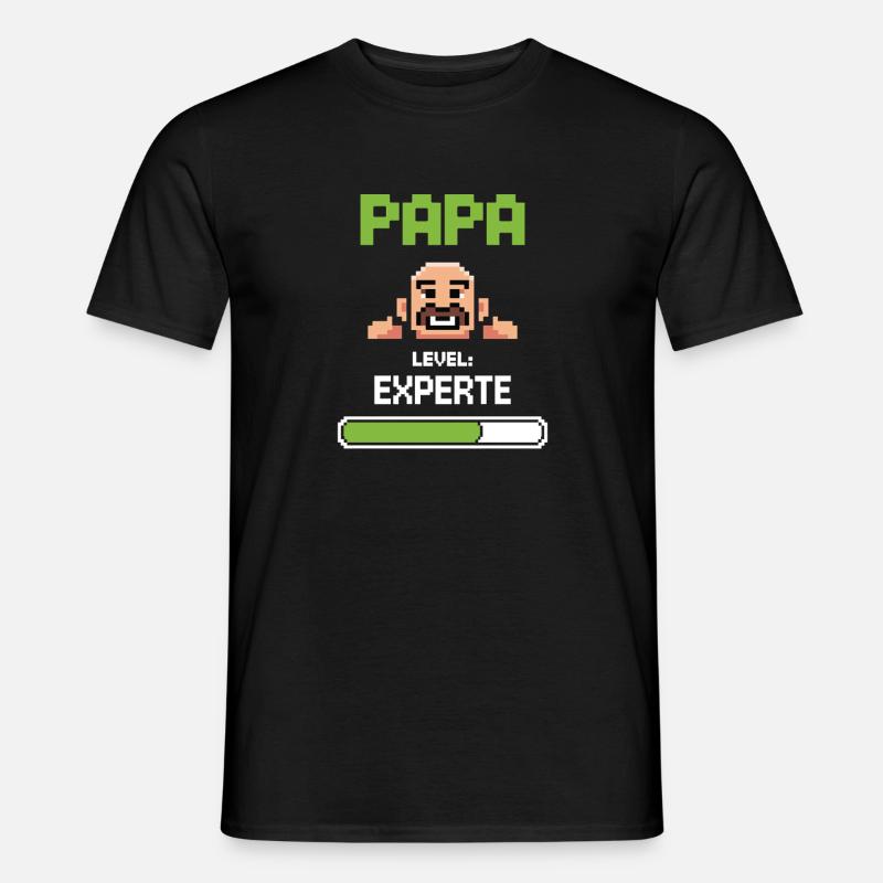 Gamer Papa Level Experte Design - Männer T-Shirt - Schwarz
