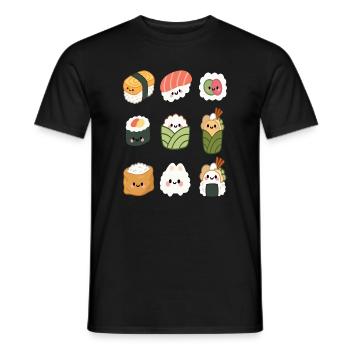 Kawaii Sushi Friends Mignonne Art culinaire japonais - T-shirt homme - noir - Devant - AI Model Male 178 light (178cm)