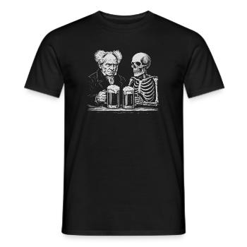 Arthur Schopenhauer trinkt Bier mit Skelett - Männer T-Shirt - Schwarz - Vorne - AI Model Male 178 light (178cm)