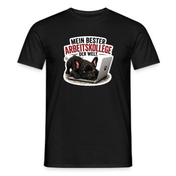 Frenchie – Bester Arbeitskollege der Welt - Männer T-Shirt - Schwarz - Vorne - AI Model Male 178 light (178cm)