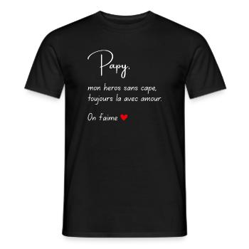 Papy Mon héros sans cape Cadeau Fête des Pères - T-shirt homme - noir - Devant - AI Model Male 178 light (178cm)