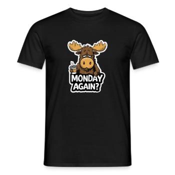 Drôle d’élan pour hommes : travail humoristique du lundi - T-shirt homme - noir - Devant - AI Model Male 178 light (178cm)