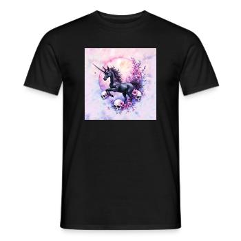 Licorne lunaire avec des fleurs et des crânes - T-shirt homme - noir - Devant - AI Model Male 178 light (178cm)