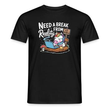 Unicorn Laptop Break Office Humor Laptop - Men's T-Shirt - black - Front - AI Model Male 178 light (178cm)