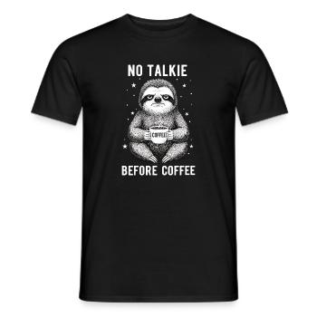 Pas de conversation devant le paresseux amateur de café - T-shirt homme - noir - Devant - AI Model Male 178 light (178cm)