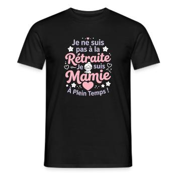 Mamie en Plein Temps - T-shirt homme - noir - Devant - AI Model Male 178 light (178cm)