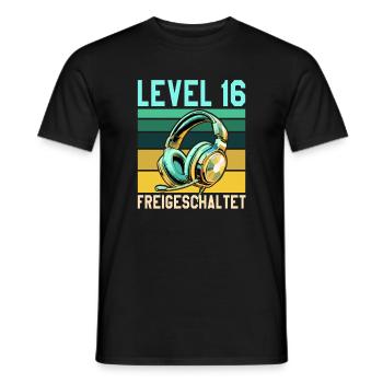 16. Geburtstag Junge Mädchen Gamer Level 16 Jahre - Männer T-Shirt - Schwarz - Vorne - AI Model Male 178 light (178cm)