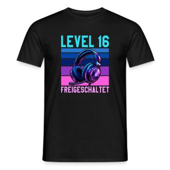 16. Geburtstag Junge Mädchen Gamer Level 16 Jahre - Männer T-Shirt - Schwarz - Vorne - AI Model Male 178 light (178cm)